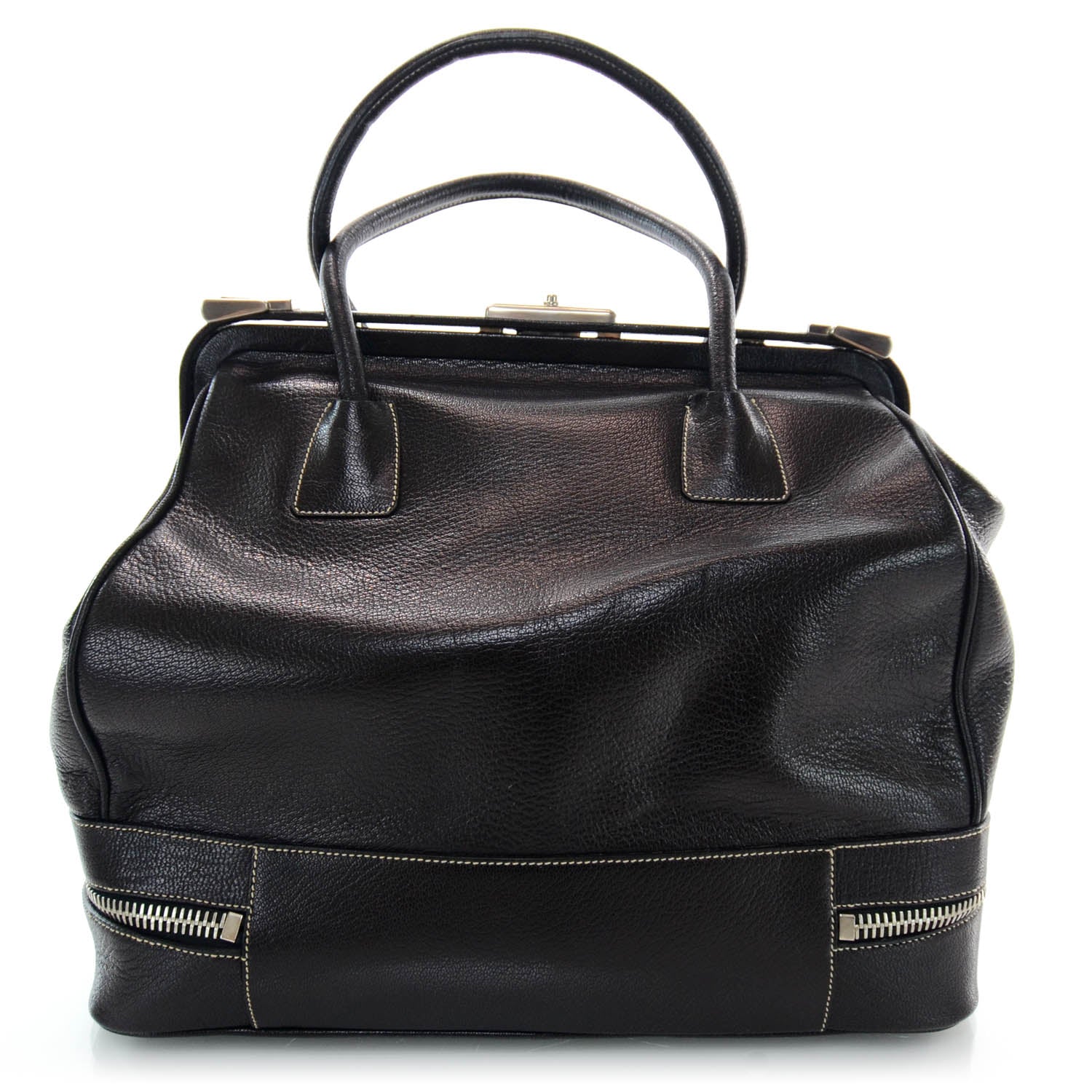 Prada Goatskin Large Frame Bag Black 3 of 8