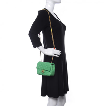 Chanel Lambskin Resin Quilted Mini Pearl Samba Square Flap Green 2 of 11