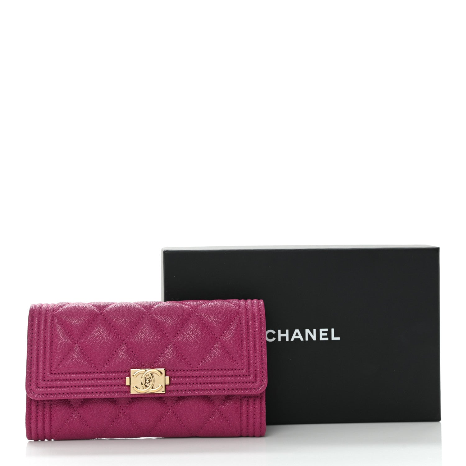Chanel Caviar Quilted Medium Boy Flap Wallet Fuchsia 11 of 11