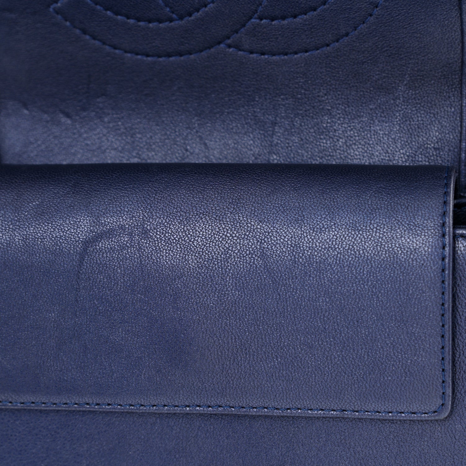 Chanel Metallic Sheepskin Chevron Quilted Small Vintage Mademoiselle Flap Navy 9 of 10