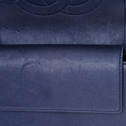 Chanel Metallic Sheepskin Chevron Quilted Small Vintage Mademoiselle Flap Navy 9 of 10