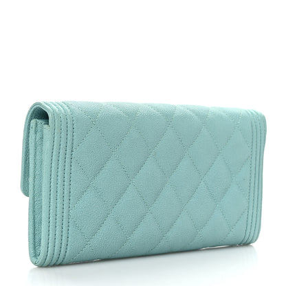 Chanel Caviar Quilted Large Boy Gusset Flap Wallet Light Blue 3 of 8