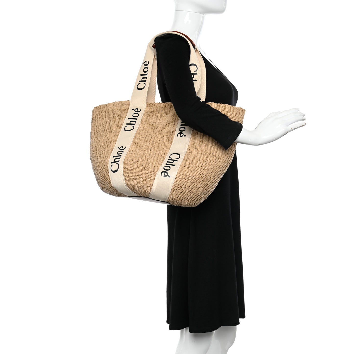 Raffia Large Woody Tote White