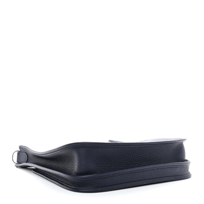 Hermes Taurillon Clemence Quadrille Evelyne III PM Bleu Nuit Bleu Saphir Anemone Capucine 4 of 11