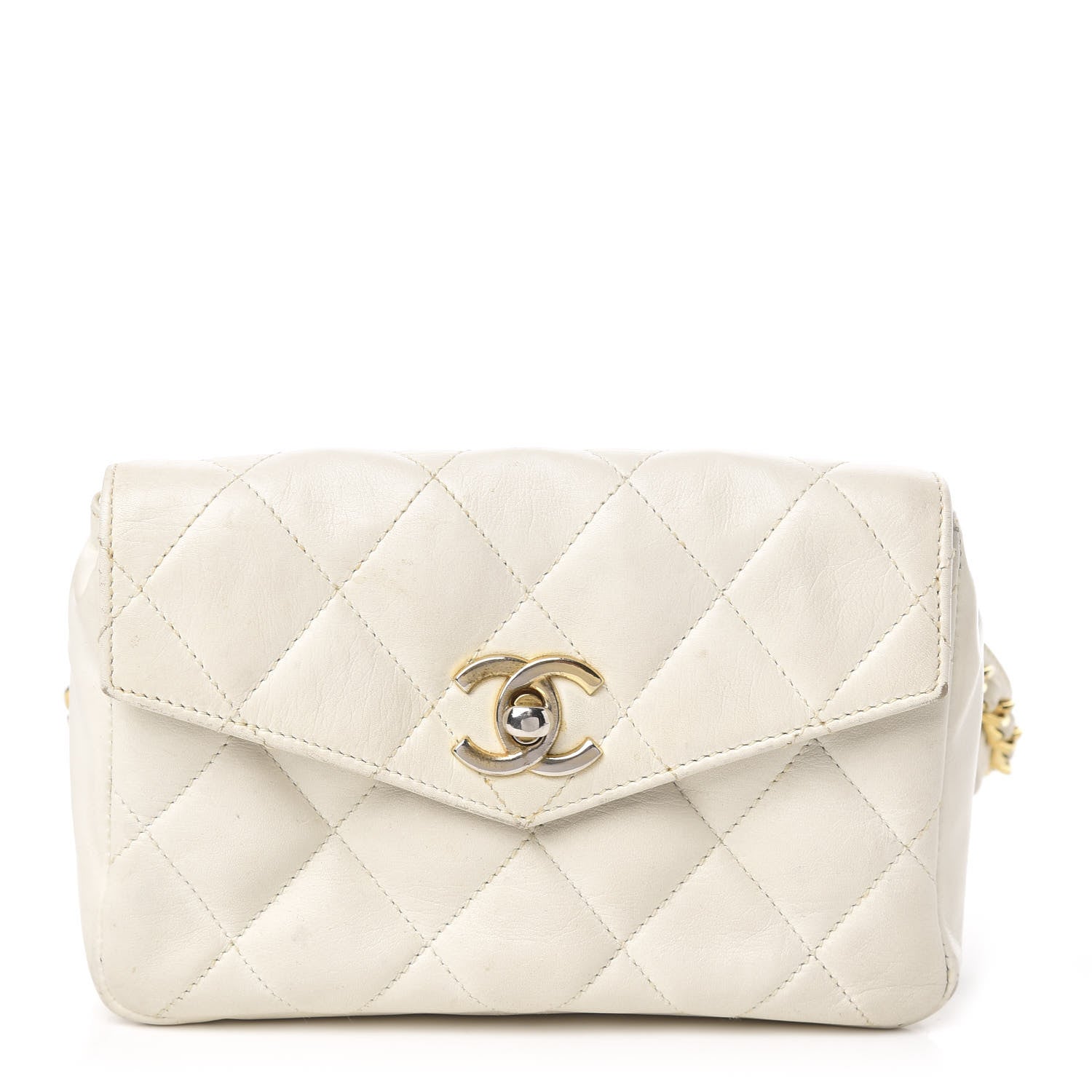 Chanel Lambskin Quilted Flap Waist Belt Bag White 1 of 14