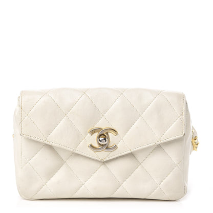 Chanel Lambskin Quilted Flap Waist Belt Bag White 1 of 14