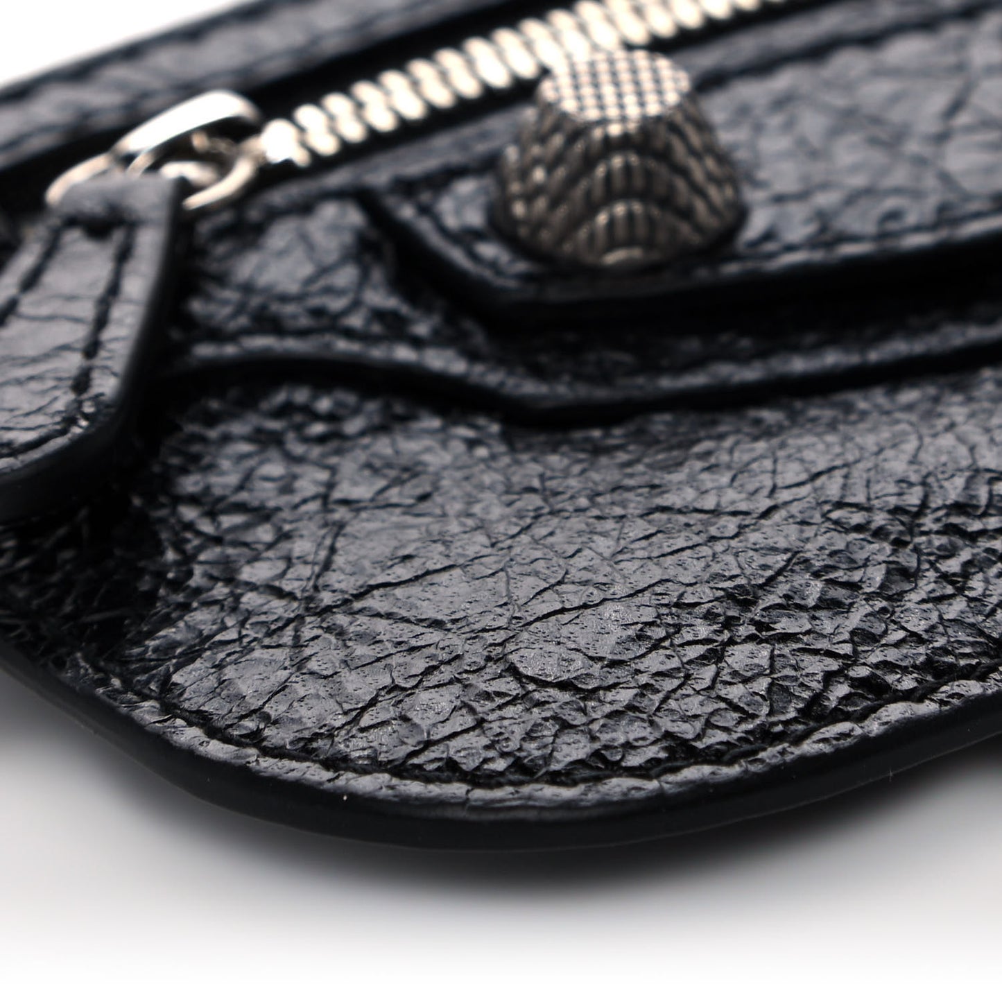 Agneau Giant 12 Silver Hardware Coin Purse Black