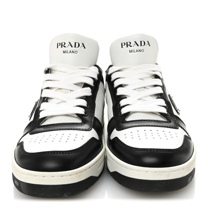 Prada Vitello Sport Spazzolato Rois Triangle Logo Womens Downtown Low Top 30mm Sneakers 39.5 White Black 2 of 10