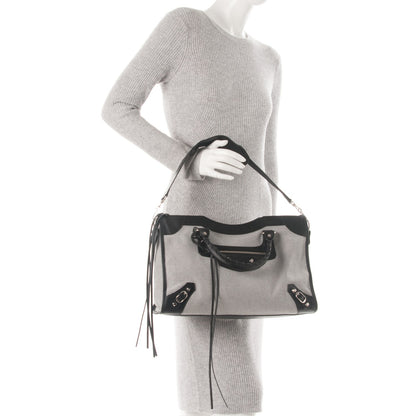 Balenciaga Calfskin Twill Classic Hardware Perforated City Black White 2 of 7