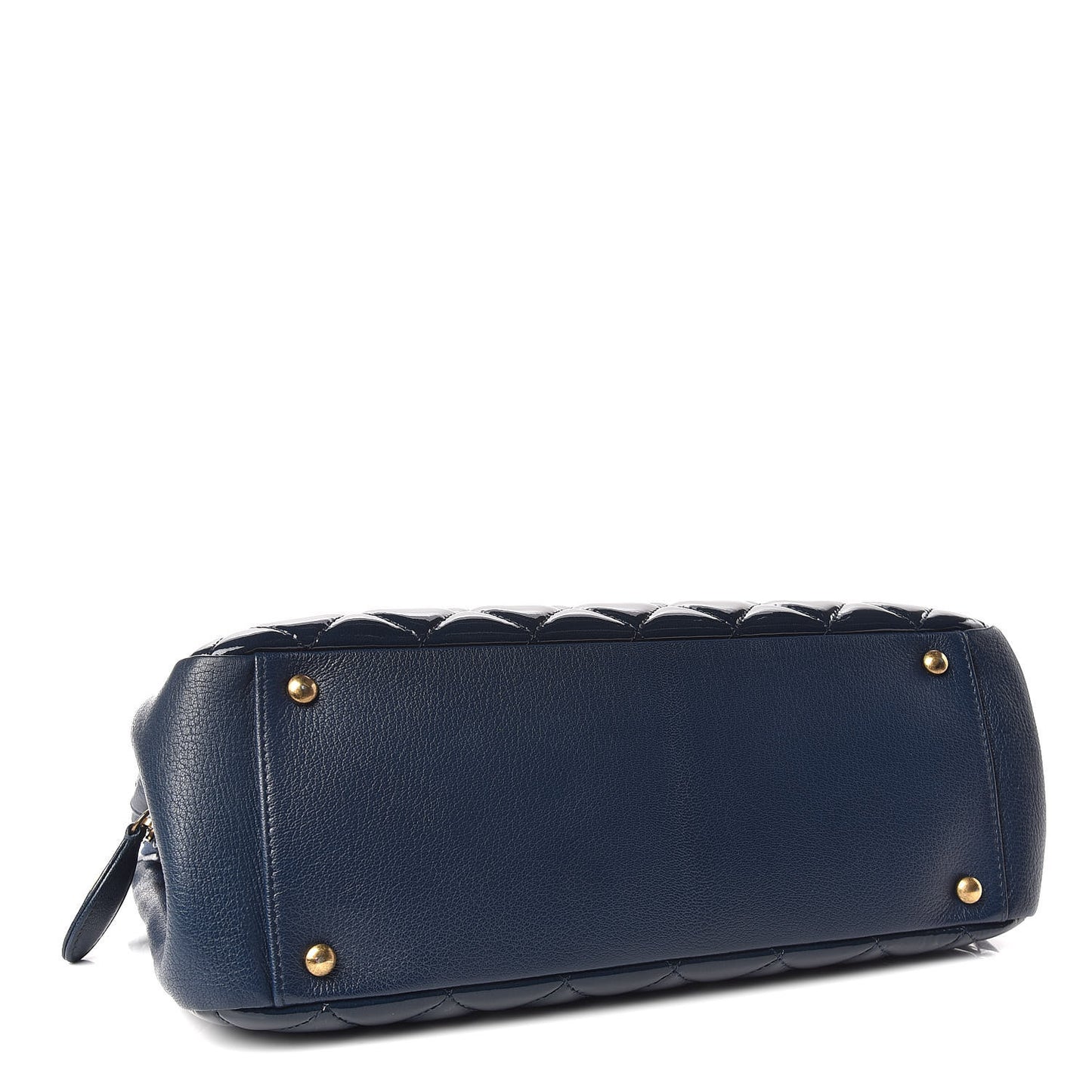 Patent Goatskin Quilted Small CC Eyelet Tote Blue
