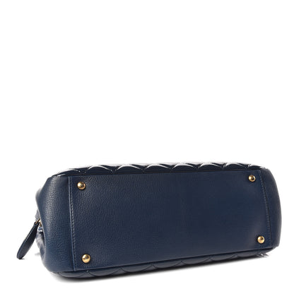 Chanel Patent Goatskin Quilted Small CC Eyelet Tote Blue 4 of 9