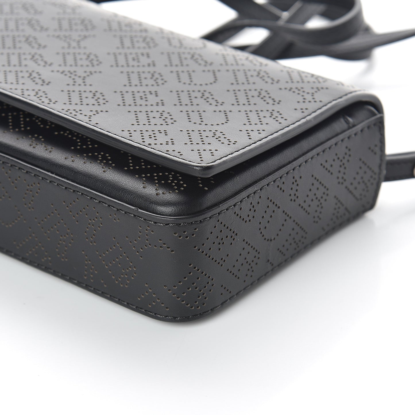 Calfskin Perforated Logo Hampshire Crossbody Black