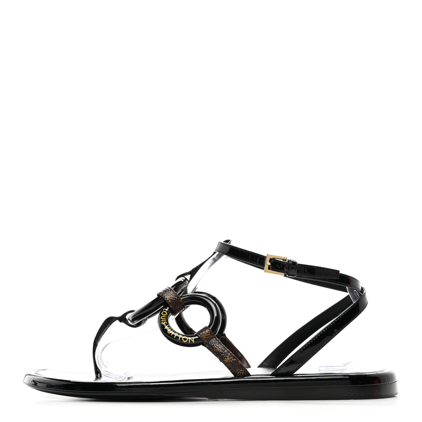 Patent Monogram Vedette Mule Sandals 40 Black