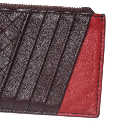 Bottega Veneta Nappa Intrecciato Zip Card Case Dark Barolo China Red 8 of 10