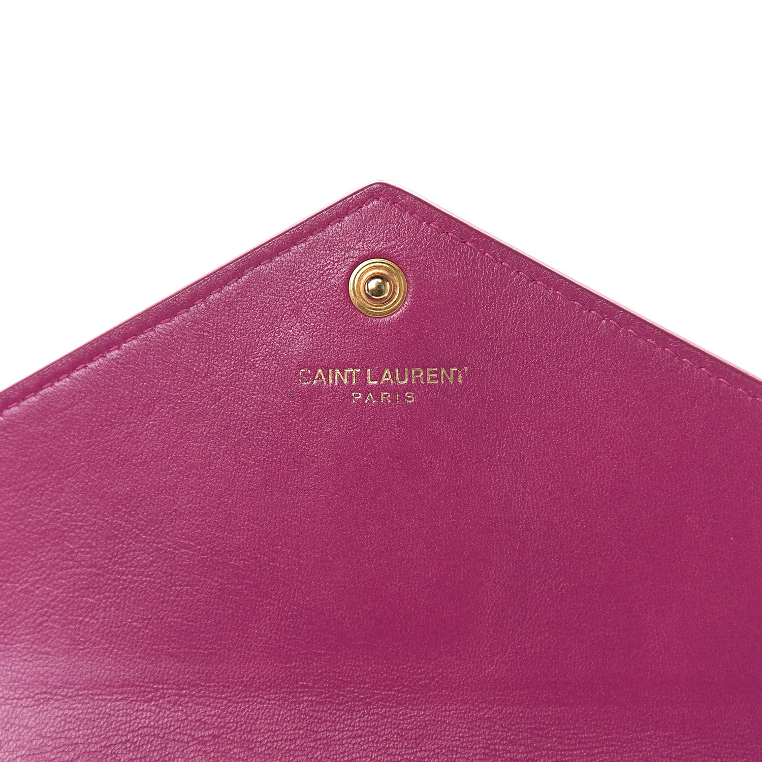 Saint Laurent Textured Patent Monogram Envelope Chain Wallet Electric Pink 5 of 9