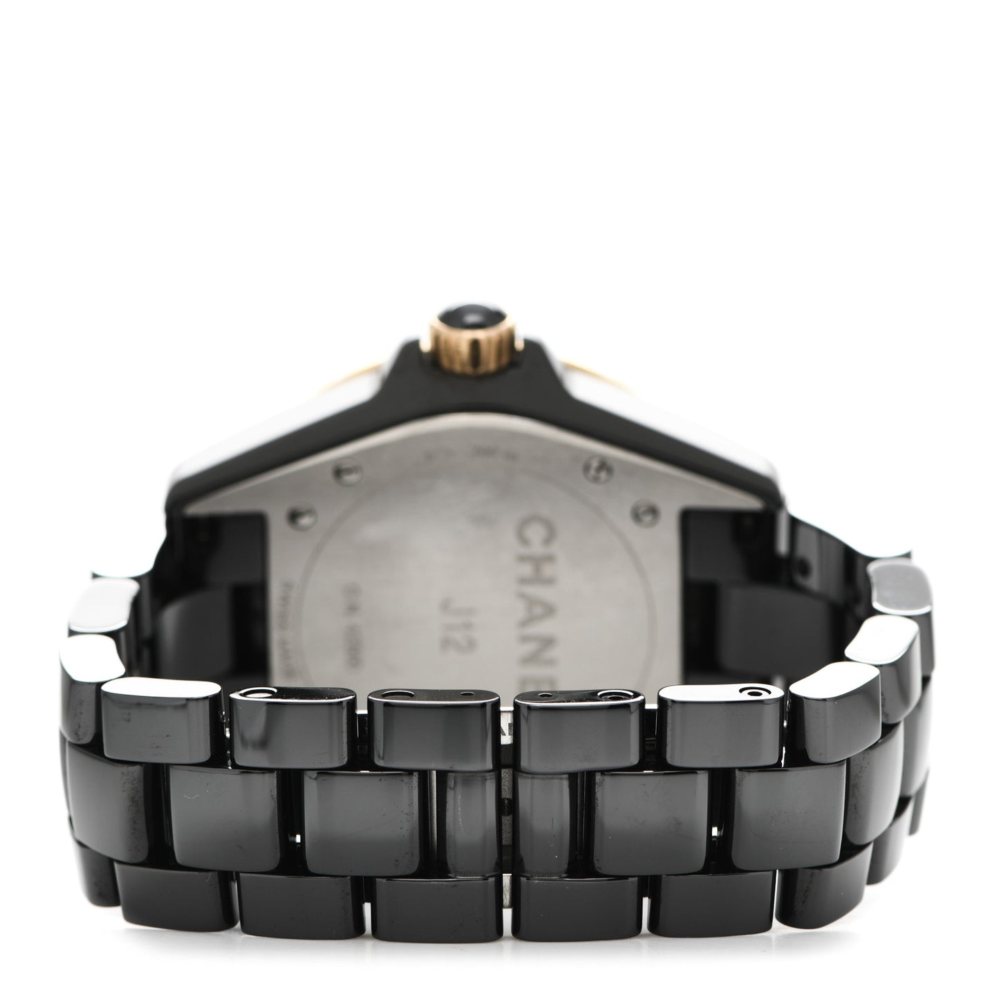 Stainless Steel 18K Yellow Gold Ceramic Diamond 38mm J12 Quartz Watch Black