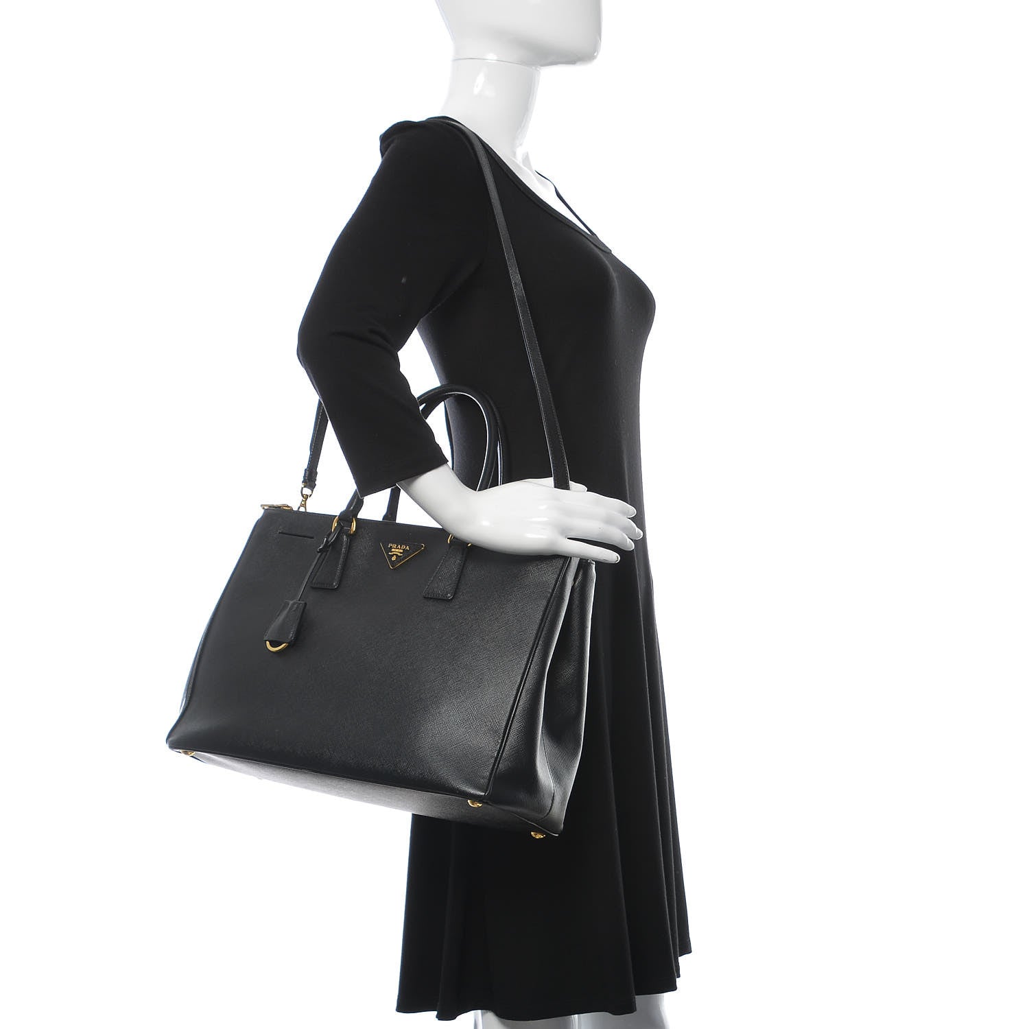 Prada Saffiano Large Galleria Double Zip Tote Black 2 of 12