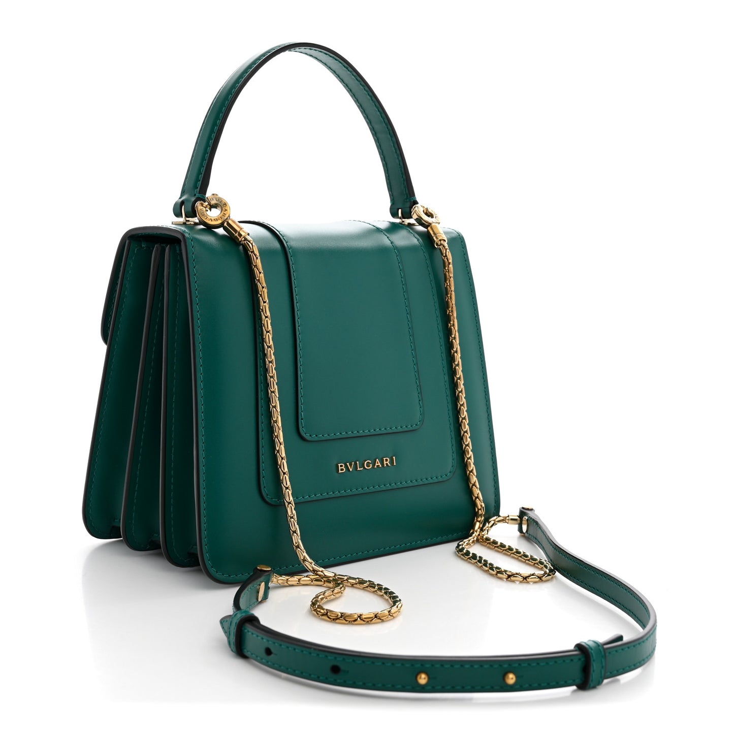 Calfskin Serpenti Forever Top Handle Emerald Green