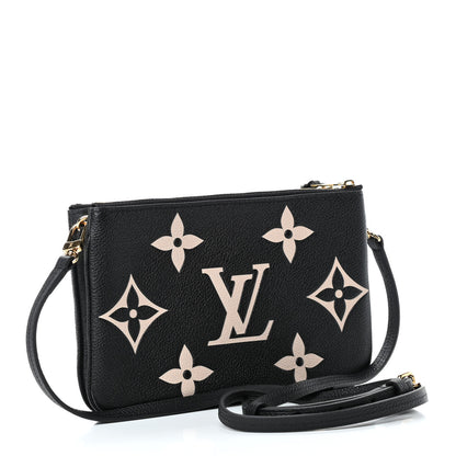 Louis Vuitton Empreinte Monogram Giant Double Zip Pochette Black Cream 2 of 4