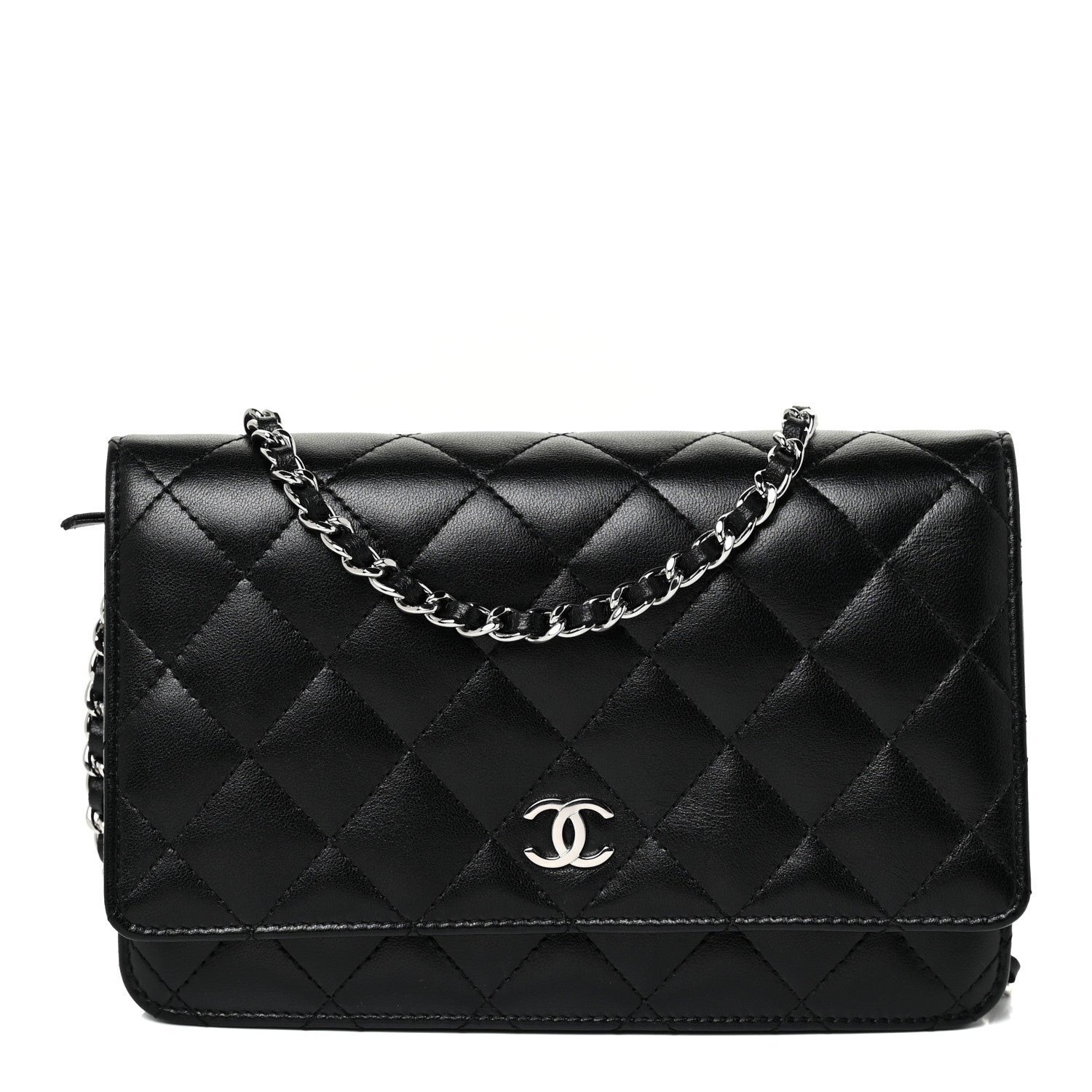 Chanel Lambskin Quilted Wallet On Chain WOC Black 1 of 13