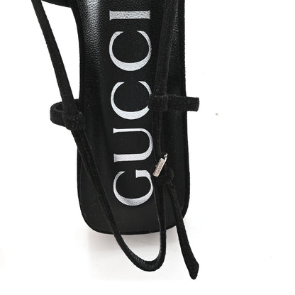 Gucci Tela Retino Kid Scamosciato Crystal GG Monogram Square G 35mm Slingback Pumps 38 Black 8 of 8