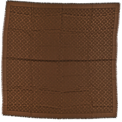 Louis Vuitton Silk Lurex Wool Monogram Shine Shawl Brown 1 of 4