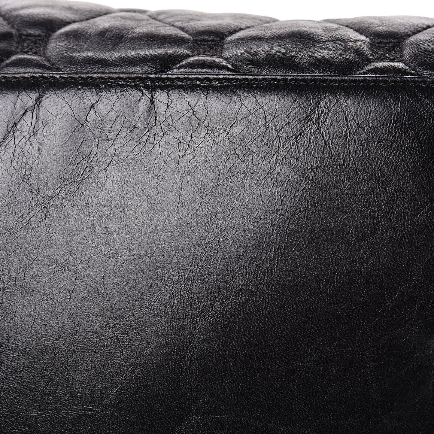 Lambskin Quilted Hidden Chain Bowler Black