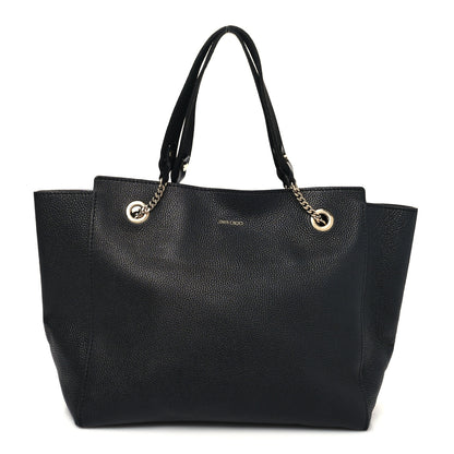 Jimmy Choo Calfskin Medium Flo Tote Black Pink 1 of 13