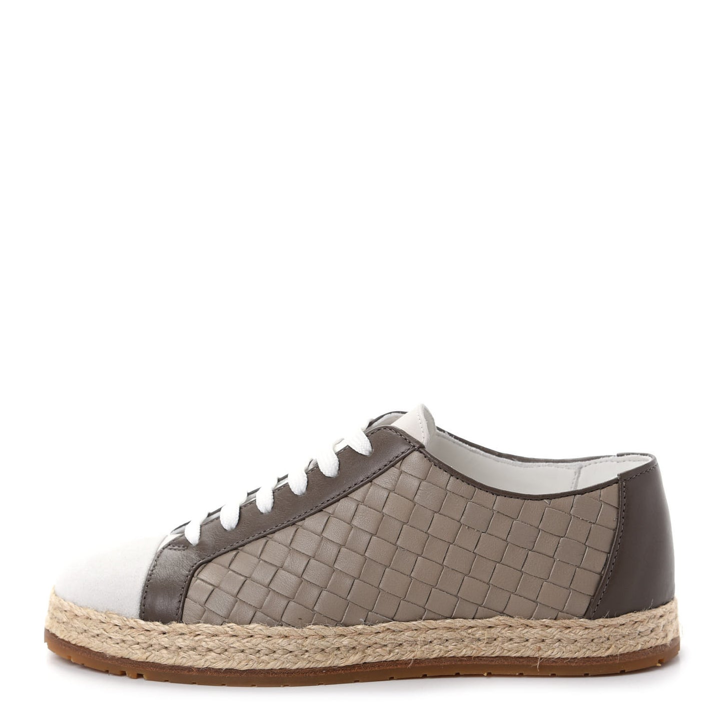 Nappa Intrecciato Espadrille Lace up Sneakers 35 Brown