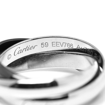 Cartier 18K White Gold Black Ceramic Trinity Ring 59 8.75 4 of 5