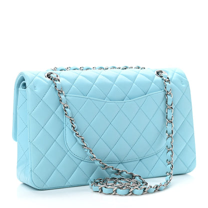 Chanel Lambskin Quilted Medium Double Flap Neon Blue 3 of 10