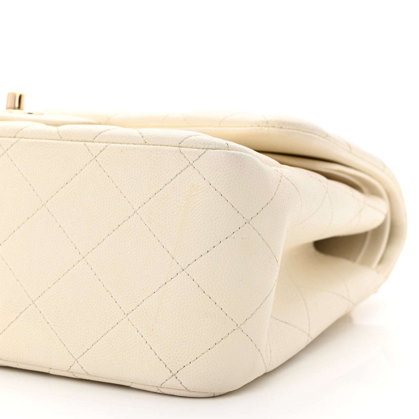 Caviar Quilted Jumbo Double Flap White