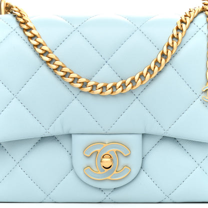 Chanel Lambskin Enamel Quilted Pending CC Small Flap Light Blue 8 of 11