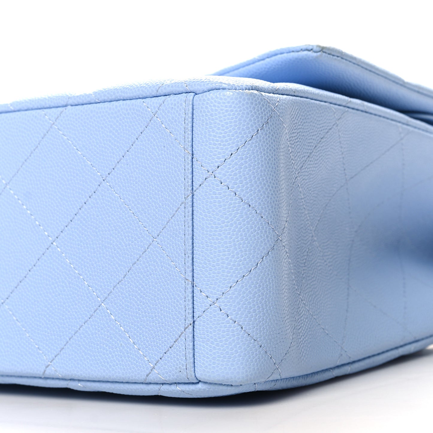 Caviar Quilted Maxi Double Flap Light Blue