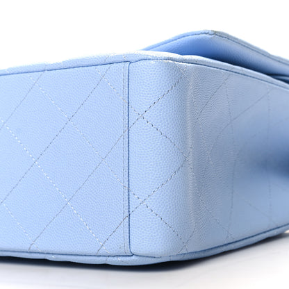 Chanel Caviar Quilted Maxi Double Flap Light Blue 10 of 11