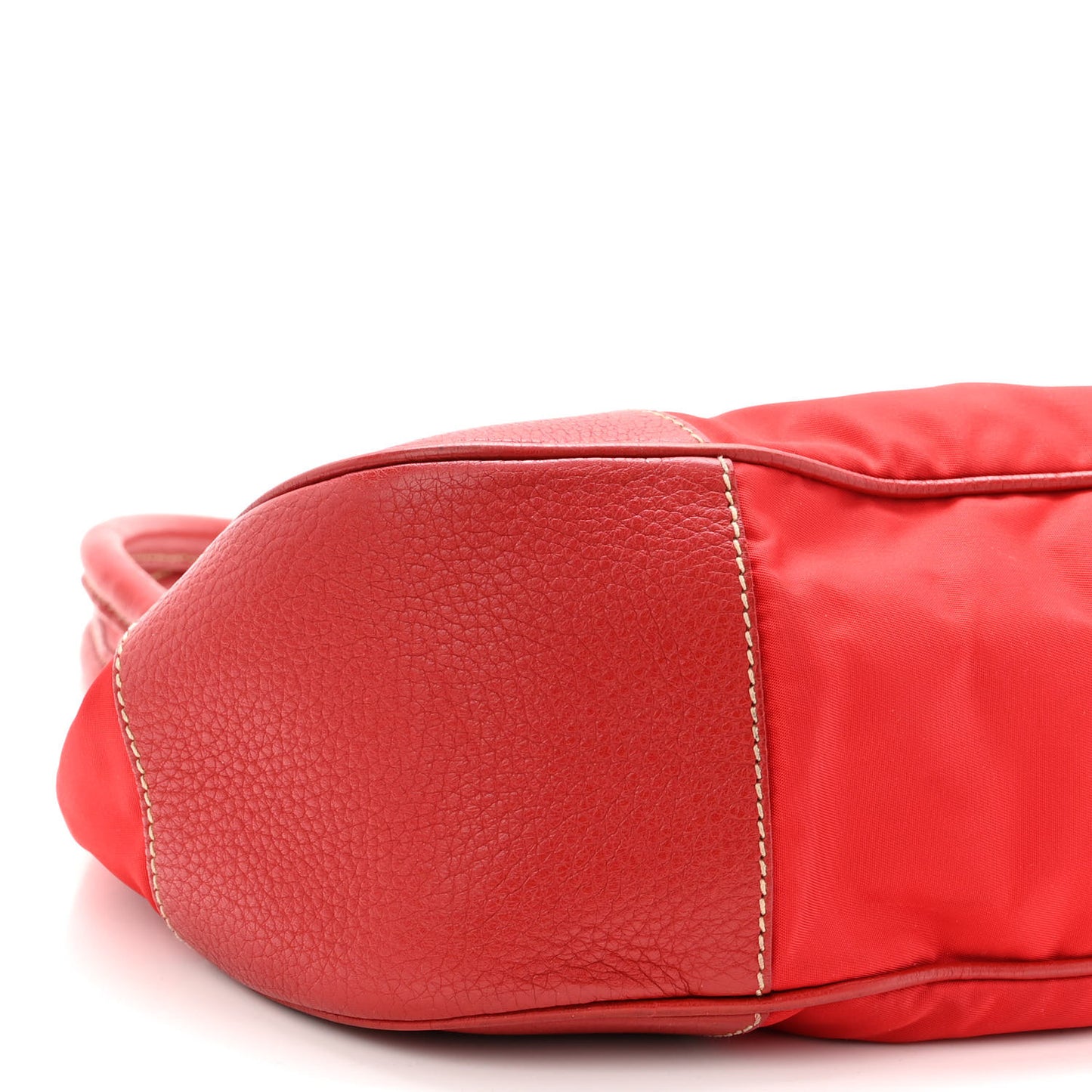 Nylon Tessuto Vitello Daino Pushlock Bag Fuoco