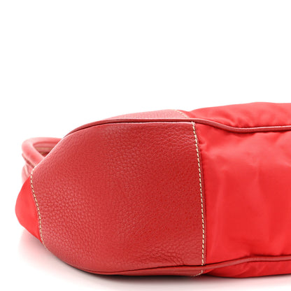 Prada Nylon Tessuto Vitello Daino Pushlock Bag Fuoco 7 of 10