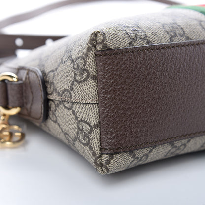 Gucci GG Supreme Monogram Textured Dollar Calfskin Web Small Ophidia Dome Shoulder Bag Beige Ebony New Acero 8 of 9