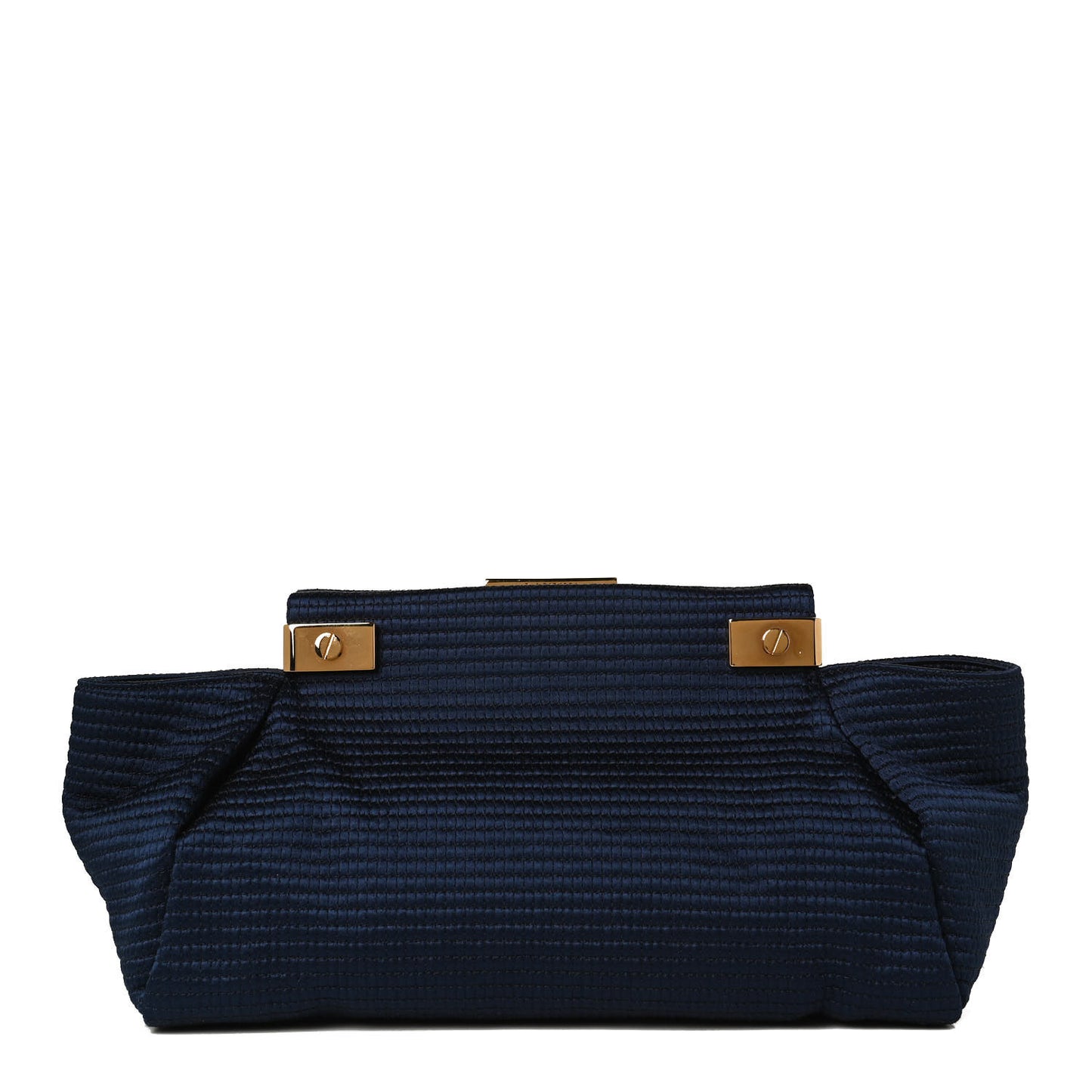 Satin Quilted Trilogy Clutch Navy