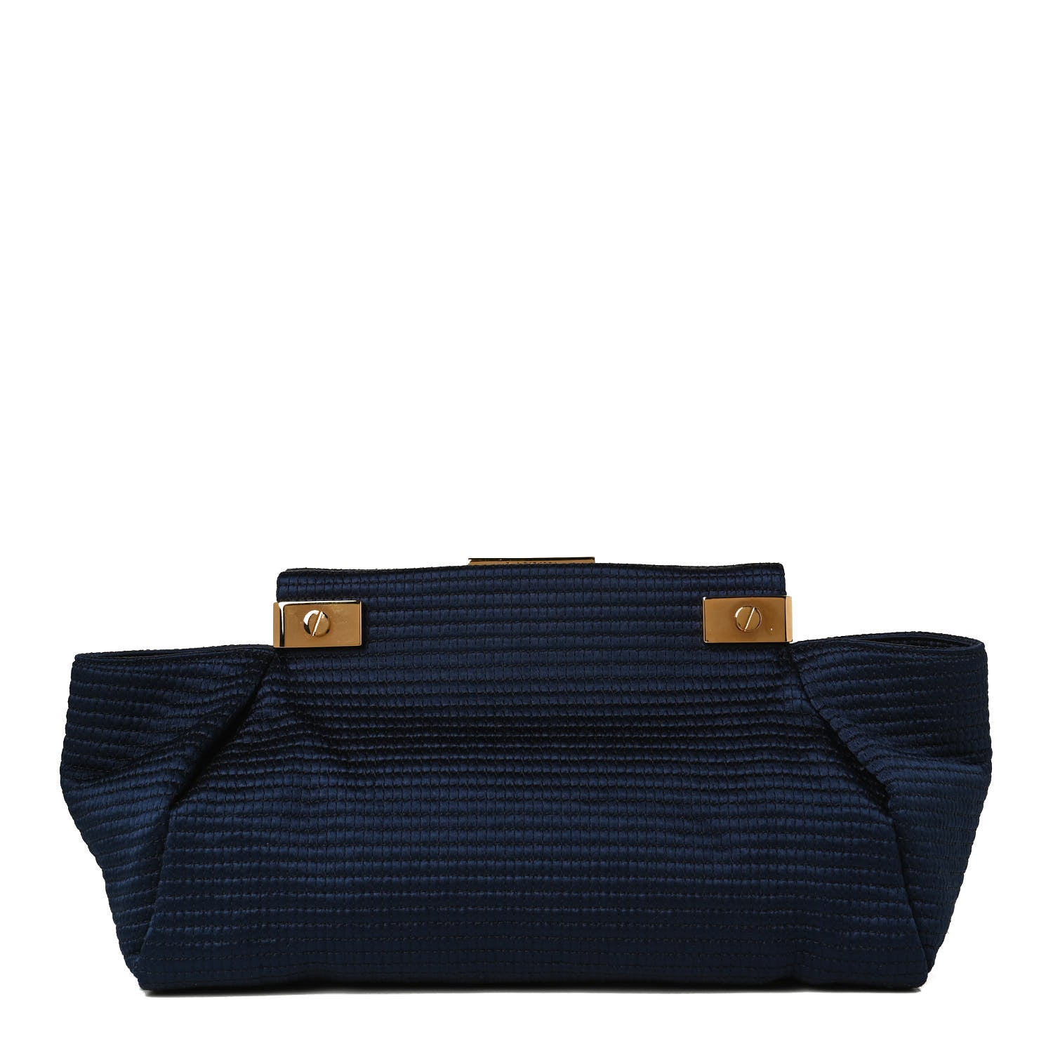 Lanvin Satin Quilted Trilogy Clutch Navy 1 of 13