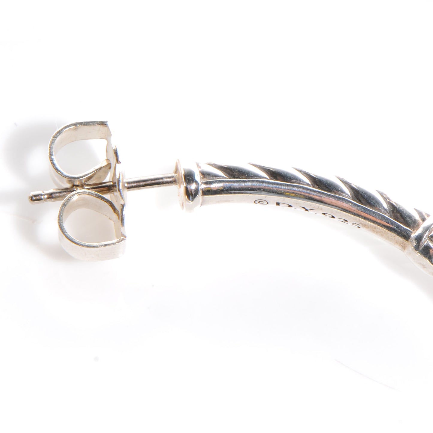 Sterling Silver and Pave Diamonds Medium Metro Hoop Earrings