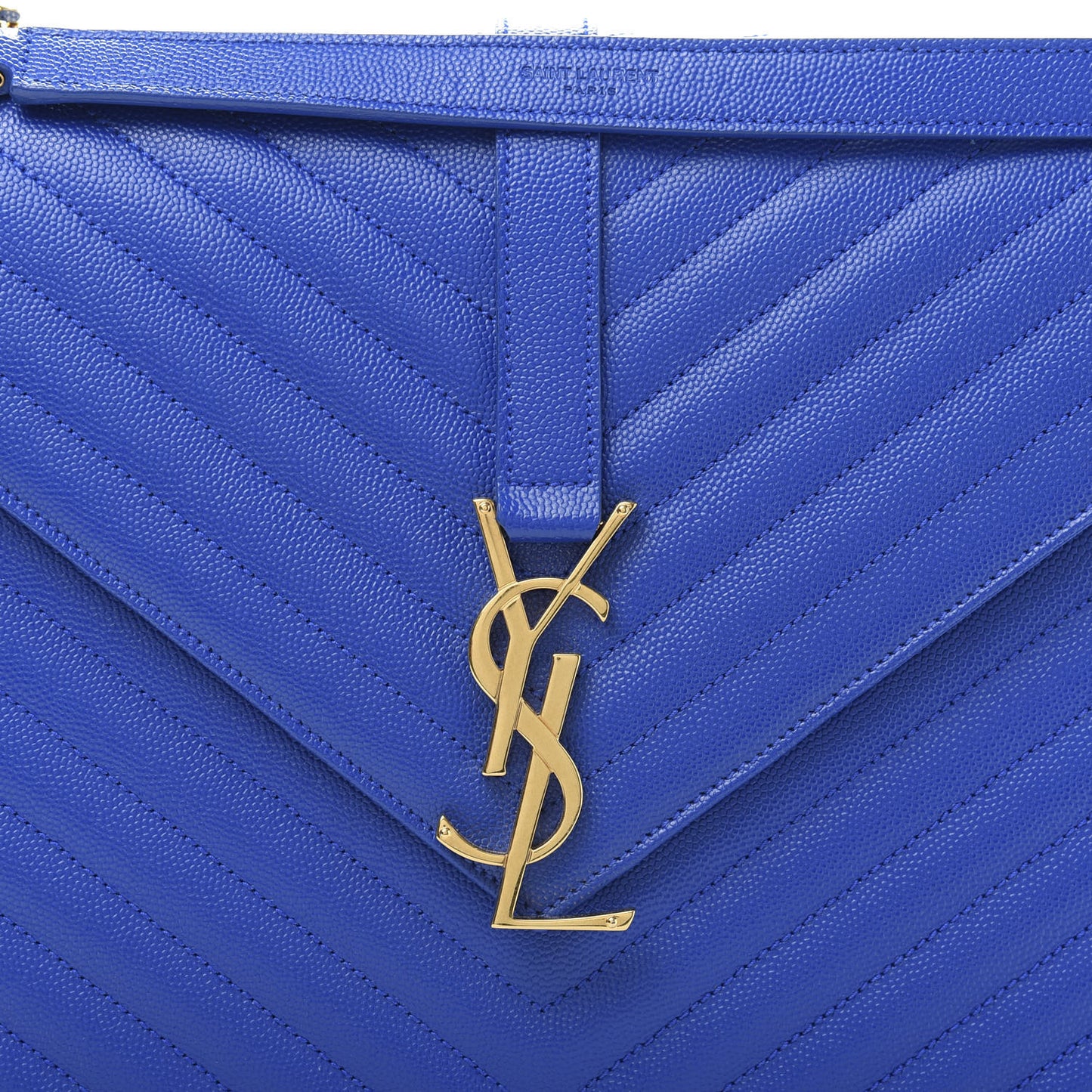 Grain De Poudre Matelasse Chevron Large Monogram Satchel Blue Majorelle