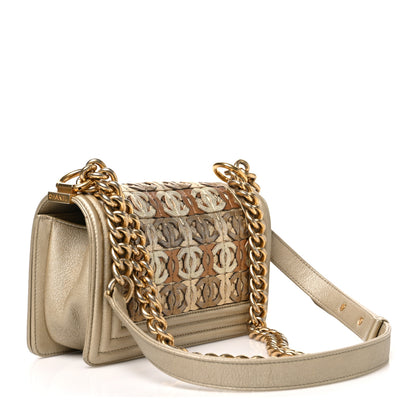 Chanel Metallic Lambskin Small Golden CC Boy Flap Gold 3 of 10