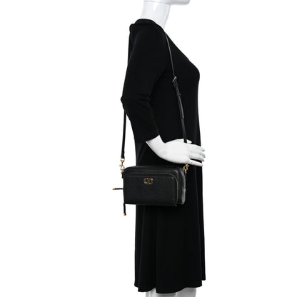 Christian Dior Grained Calfskin Caro Double Pouch Black 2 of 11