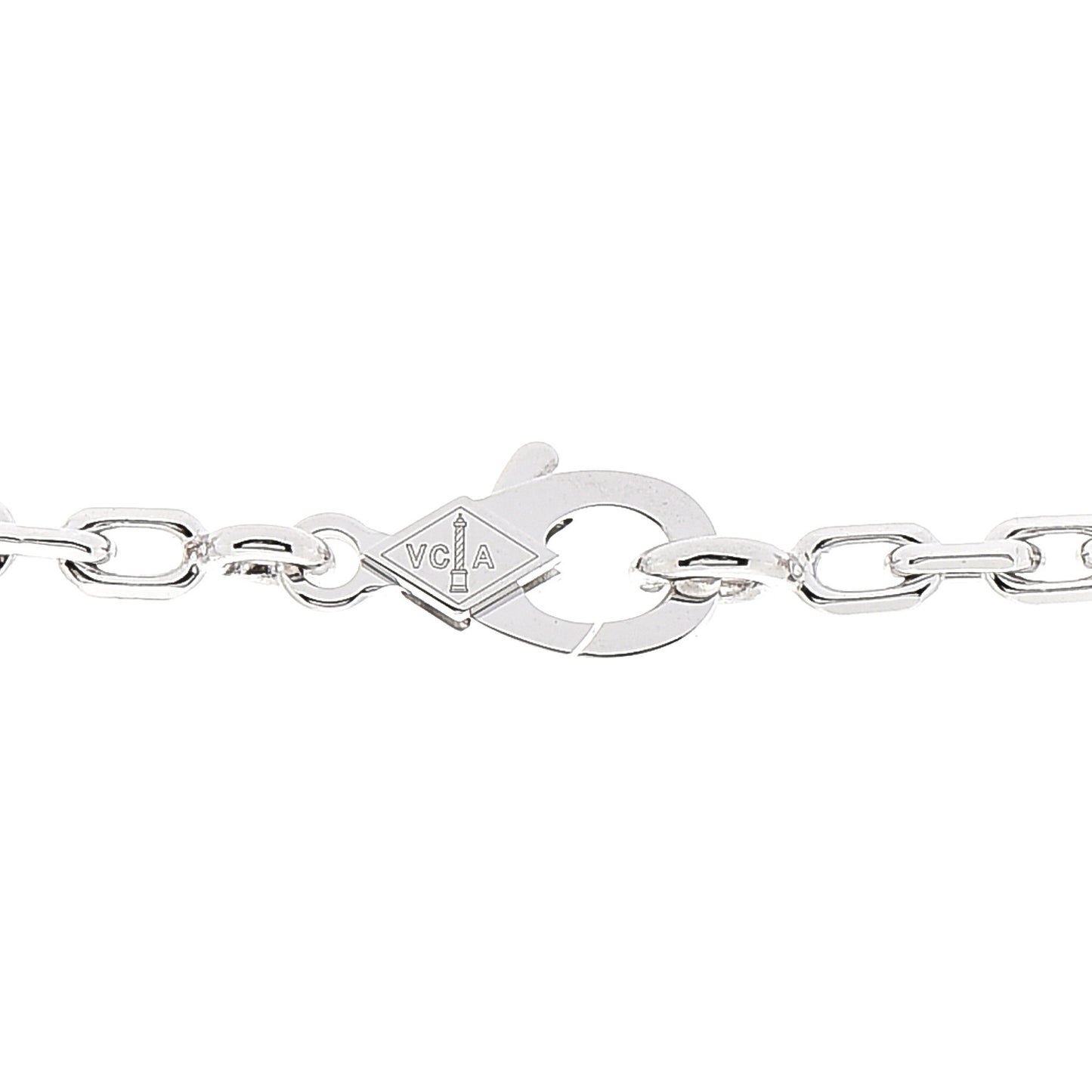 18K White Gold Mother of Pearl 10 Motifs Vintage Alhambra Necklace
