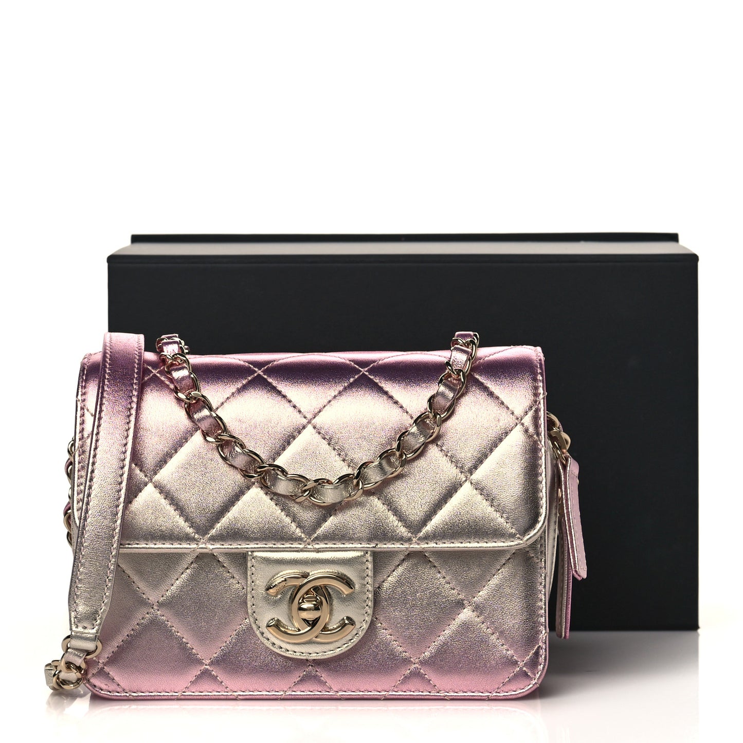 Metallic Lambskin Like A Wallet Flap Golden Pink