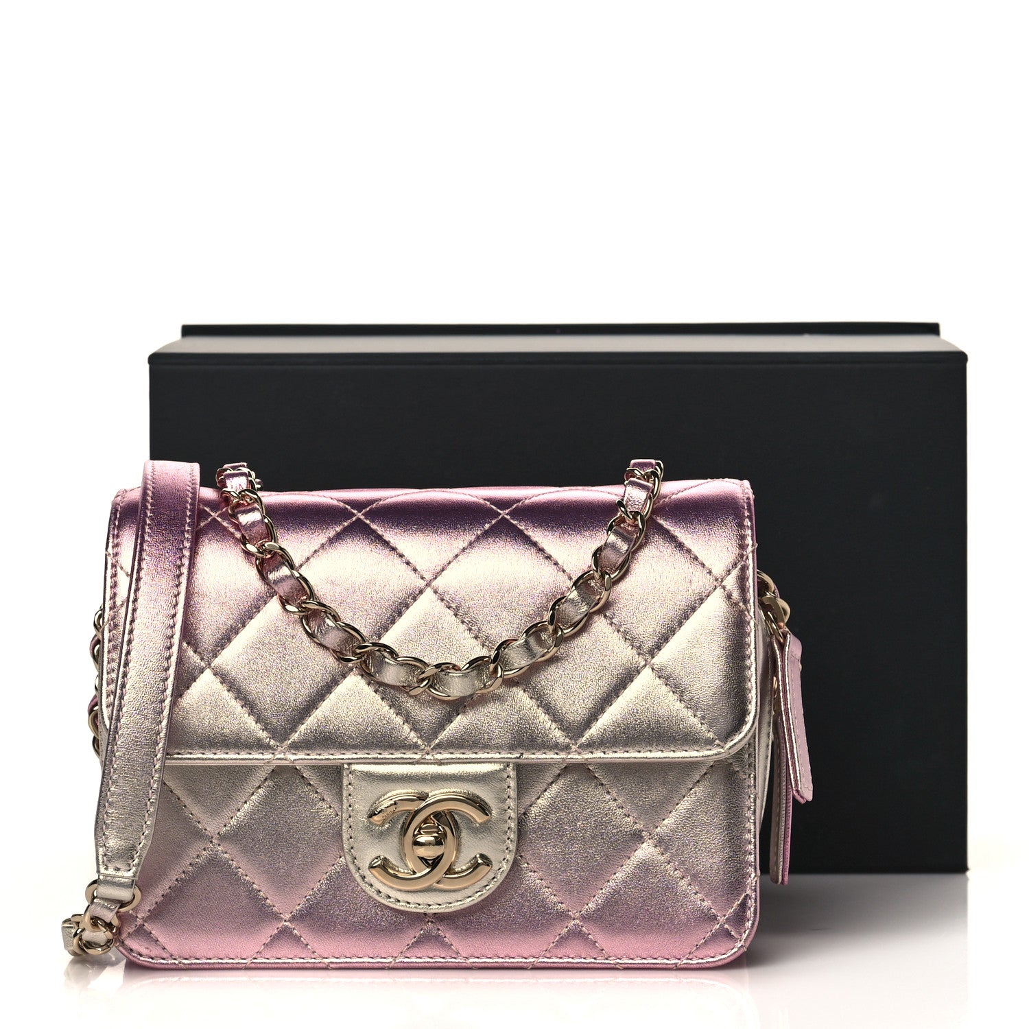 Chanel Metallic Lambskin Like A Wallet Flap Golden Pink 10 of 10
