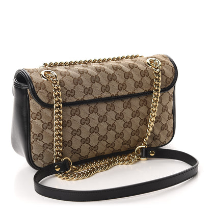Gucci Monogram Matelasse Diagonal Small GG Marmont Shoulder Bag Beige Black 3 of 10