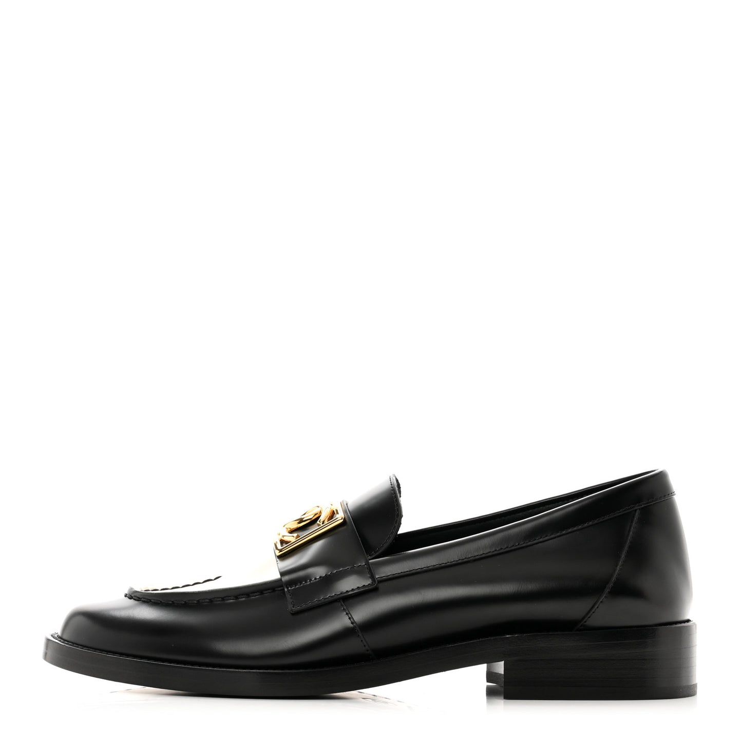 Shiny Calfskin CC Loafers 40 Black White