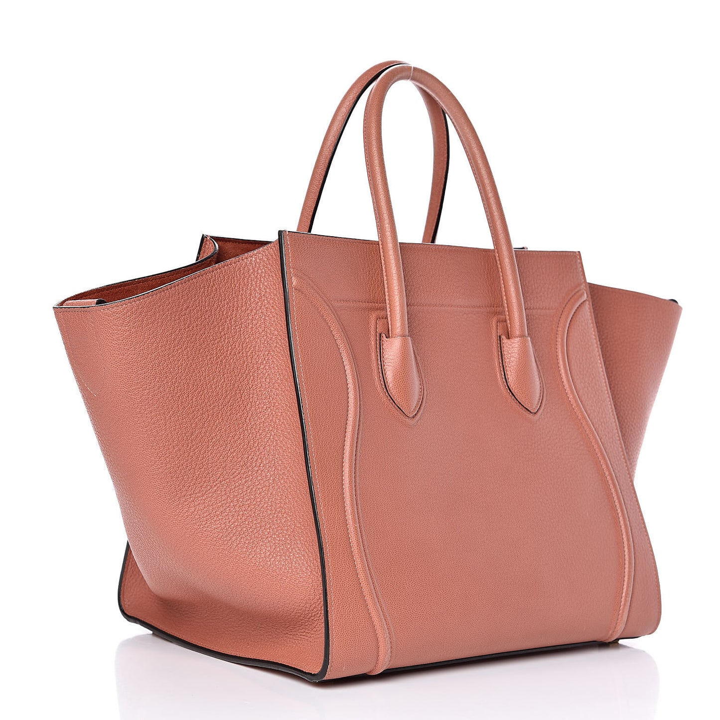 Shiny Grained Calfskin Medium Phantom Luggage Terracotta
